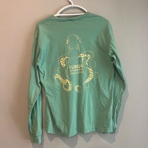 Florida Oceanography Coastal Center Size Large Teal Green Long Sleeve Shirt